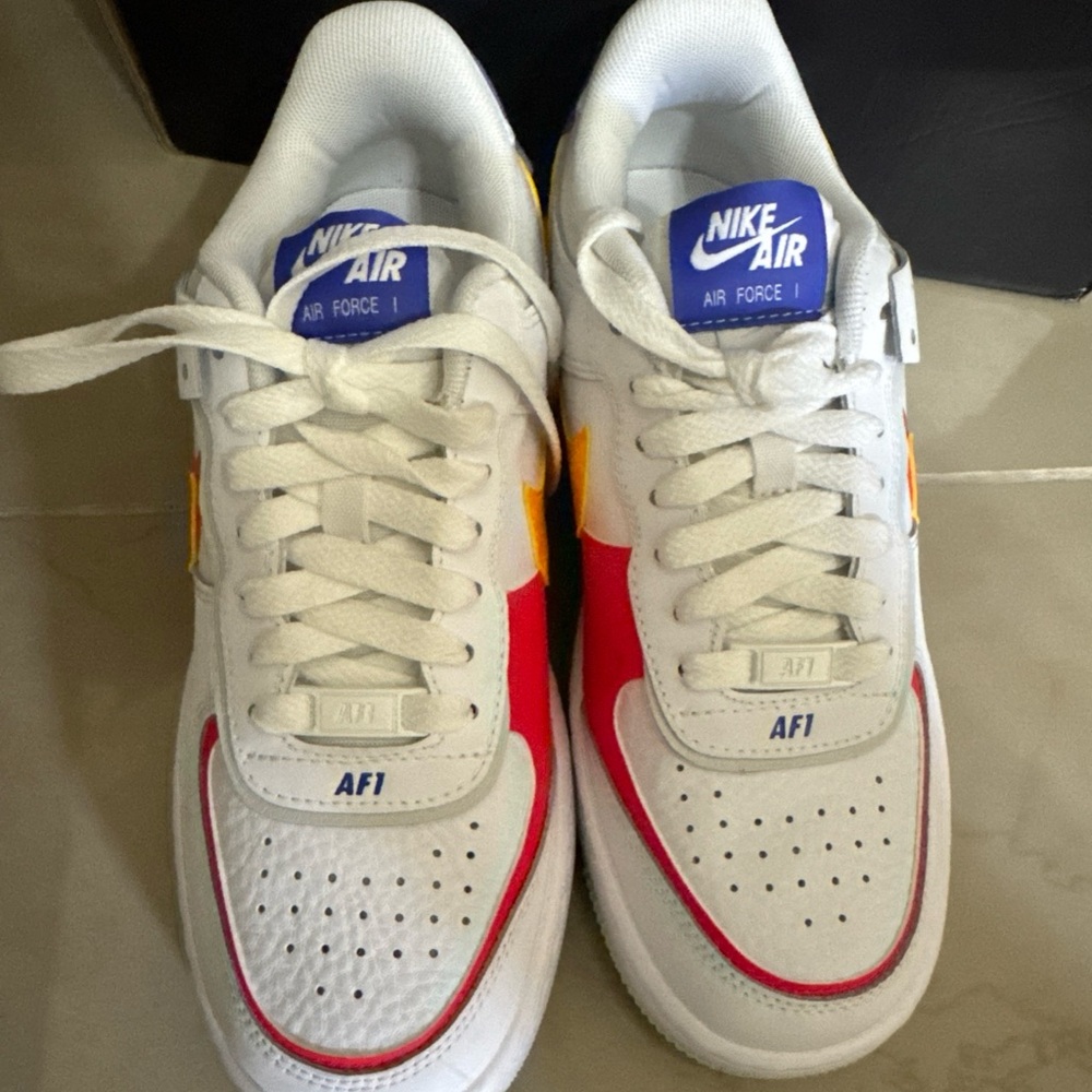 🤩Nike Air Force 1 Shadow 7.5 Womens Retro Shoes Sneaker White Orange DZ1847-100